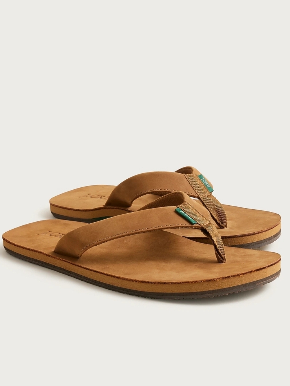 J. Crew Nubuck Leather Flip Flops - snuff brown